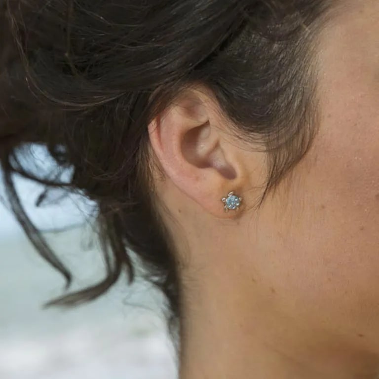 Sterling Silver Blue Turtle Stud Earrings - The Celtic Gift Store - Jewelry