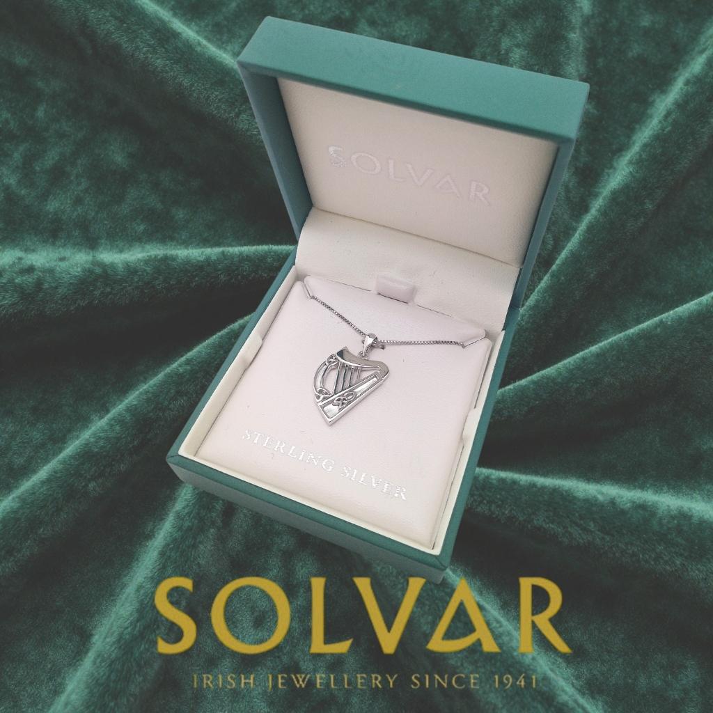 Sterling Silver Celtic Harp Necklace