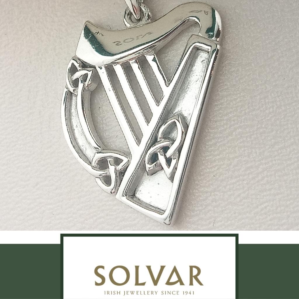 Sterling Silver Celtic Harp Necklace