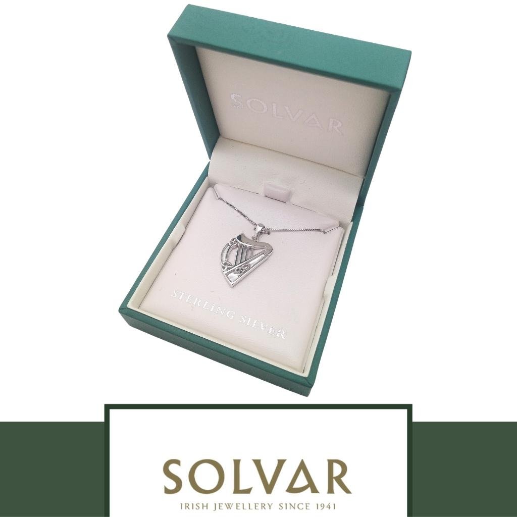 Sterling Silver Celtic Harp Necklace