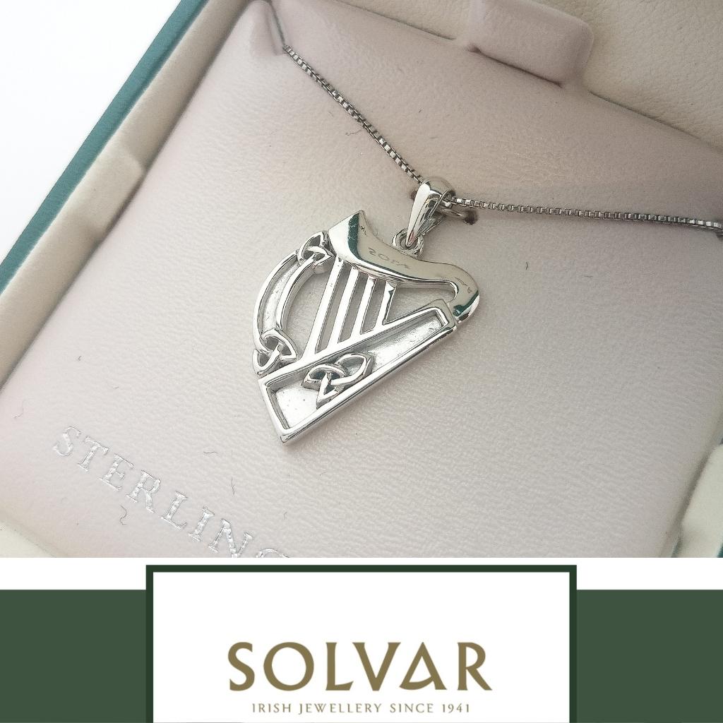 Sterling Silver Celtic Harp Necklace