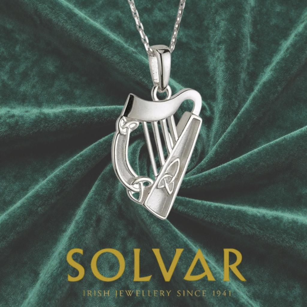 Sterling Silver Celtic Harp Necklace