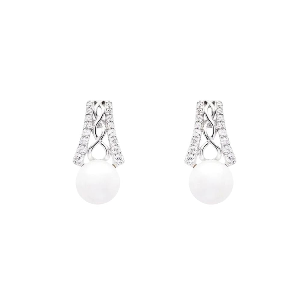 Sterling Silver Celtic Knot Crowned Pearl Earrings