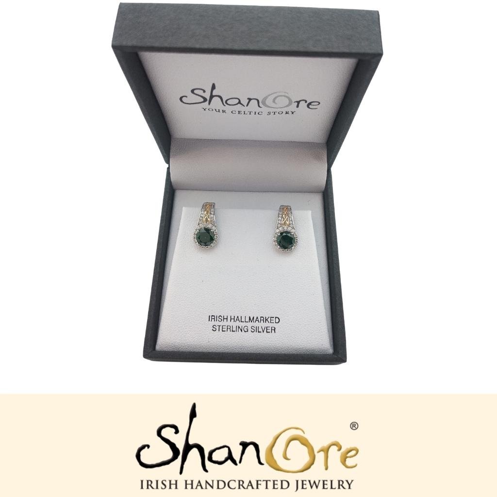 Sterling Silver Celtic Knot Crystal Halo Earrings