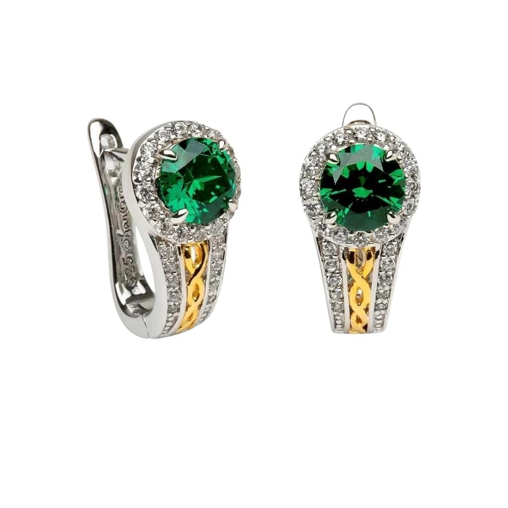 Sterling Silver Celtic Knot Crystal Halo Earrings