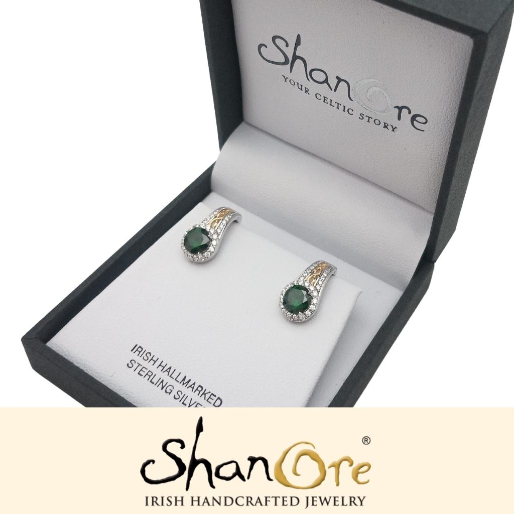 Sterling Silver Celtic Knot Crystal Halo Earrings