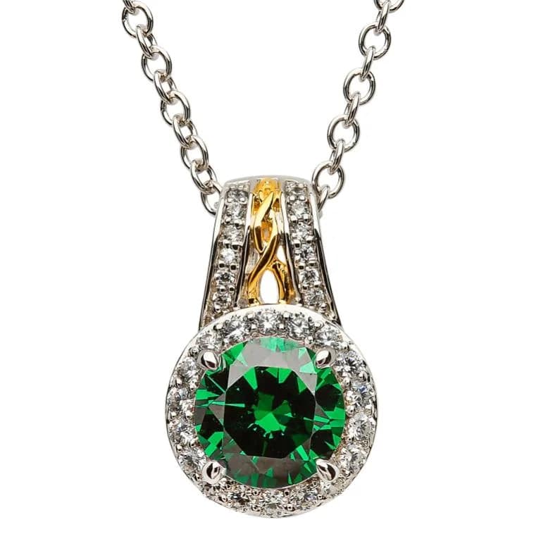 Sterling Silver Celtic Knot Crystal Halo Necklace - The Celtic Gift Store - Necklaces