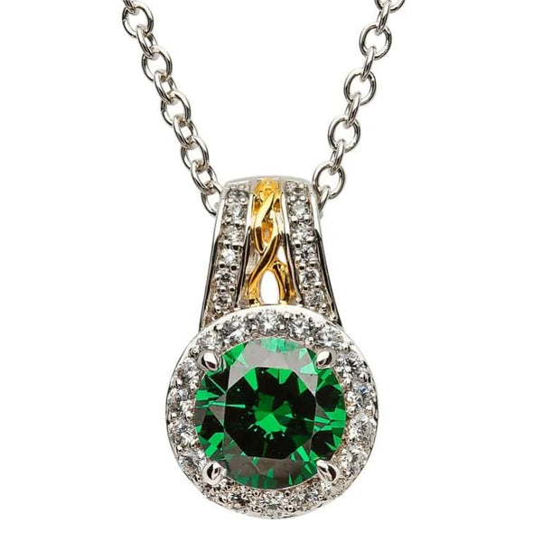 Sterling Silver Celtic Knot Crystal Halo Necklace - The Celtic Gift Store - Necklaces