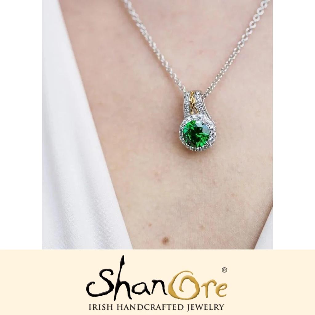 Sterling Silver Celtic Knot Crystal Halo Necklace