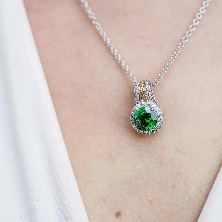 Sterling Silver Celtic Knot Crystal Halo Necklace - The Celtic Gift Store - Necklaces