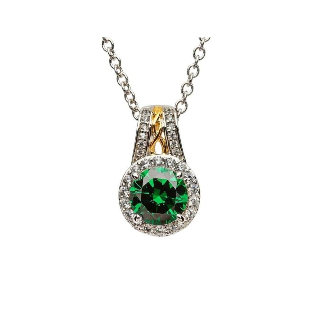 Sterling Silver Celtic Knot Crystal Halo Necklace