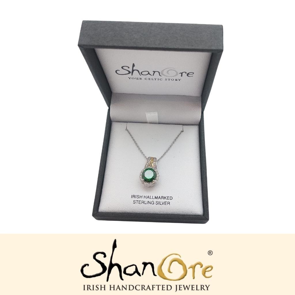 Sterling Silver Celtic Knot Crystal Halo Necklace
