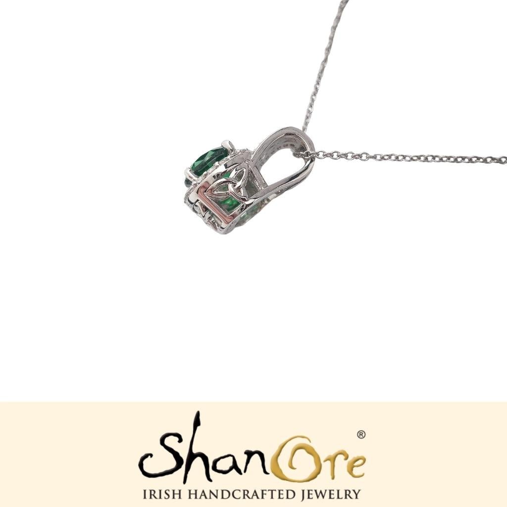 Sterling Silver Celtic Knot Crystal Halo Necklace