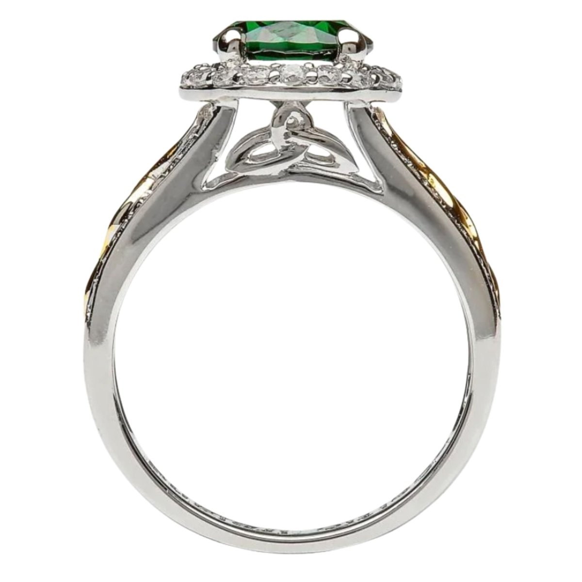 Sterling Silver Celtic Knot Crystal Halo Ring