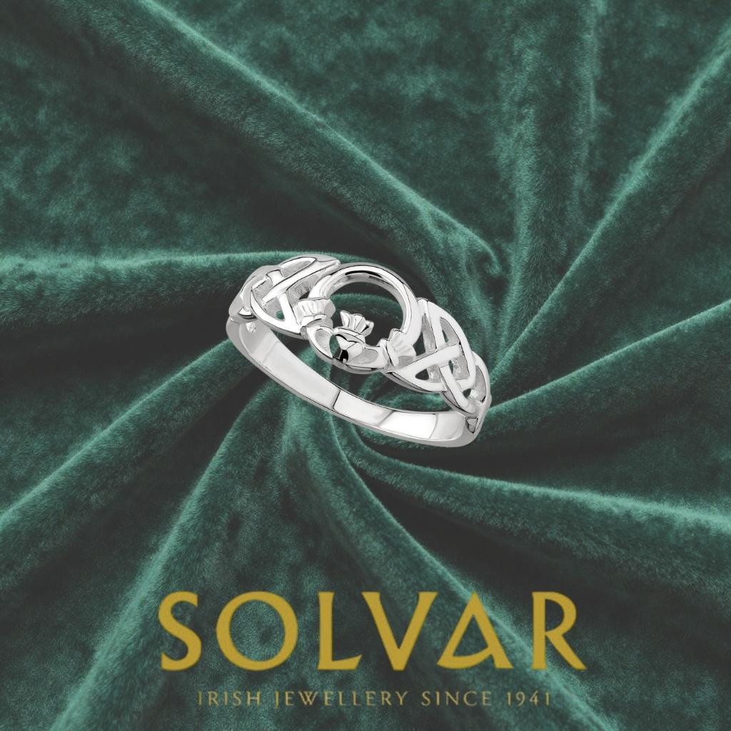 Sterling Silver Celtic Knot Open Claddagh Ring
