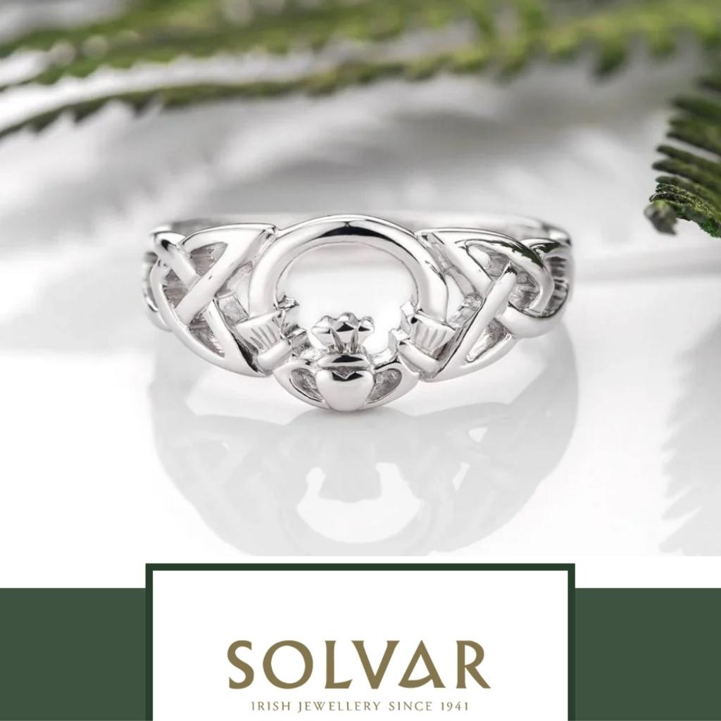 Sterling Silver Celtic Knot Open Claddagh Ring