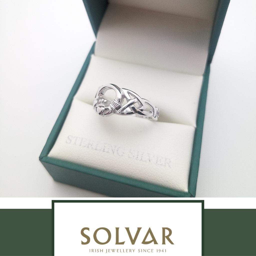 Sterling Silver Celtic Knot Open Claddagh Ring