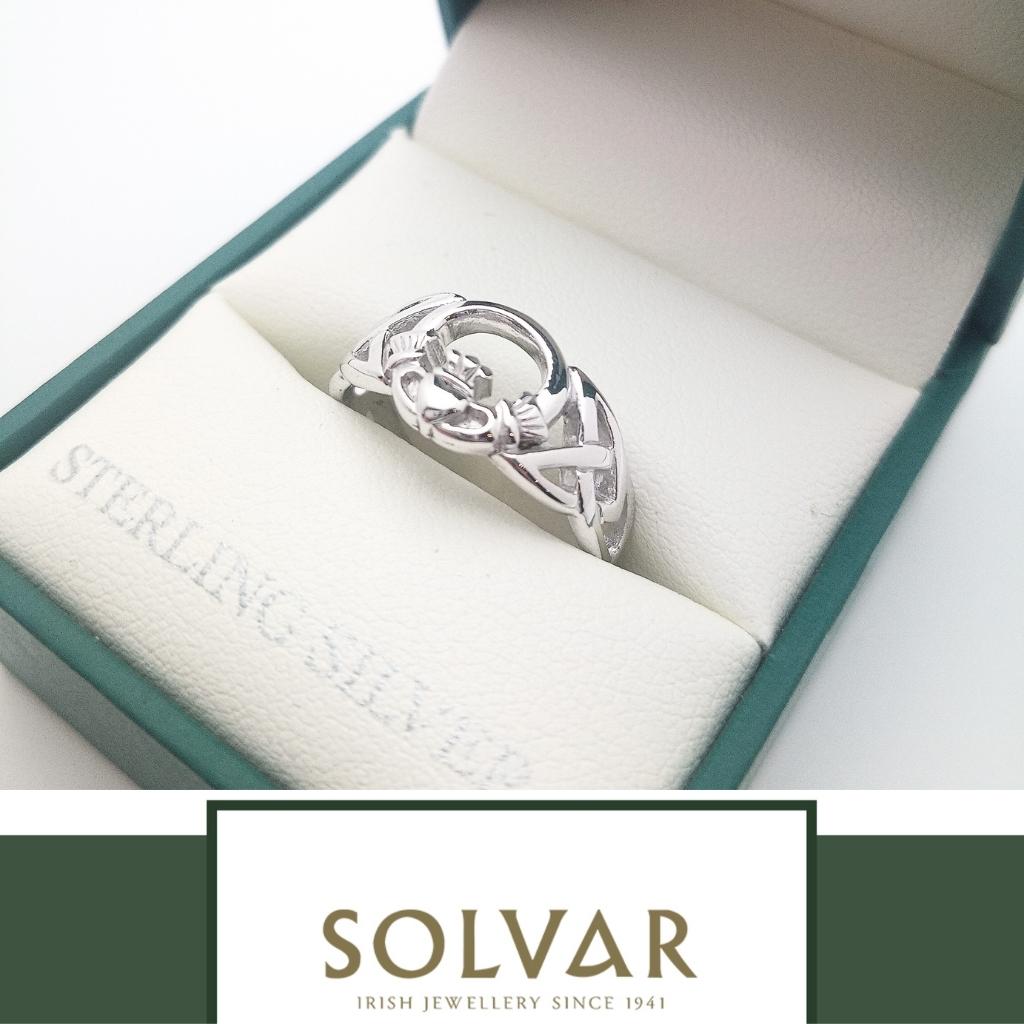 Sterling Silver Celtic Knot Open Claddagh Ring