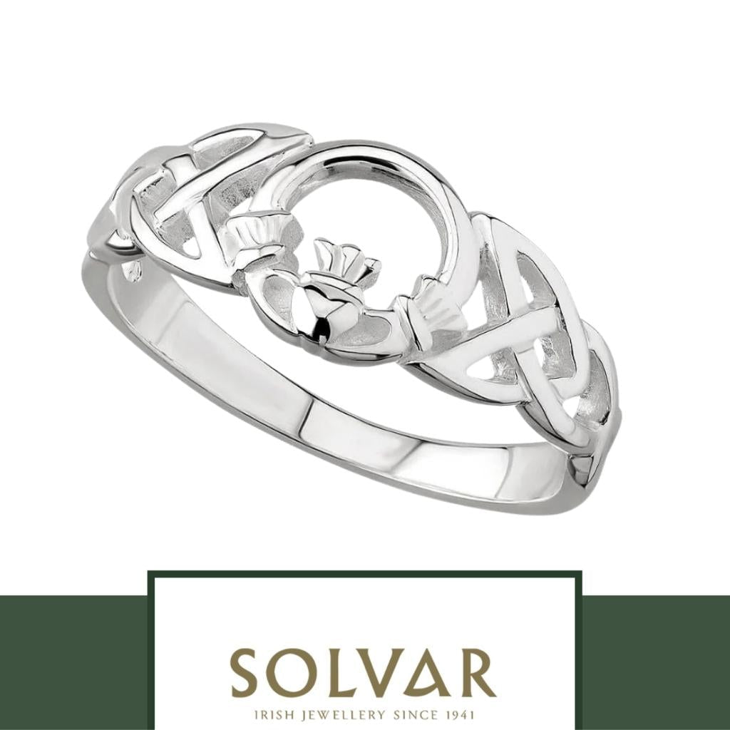 Sterling Silver Celtic Knot Open Claddagh Ring