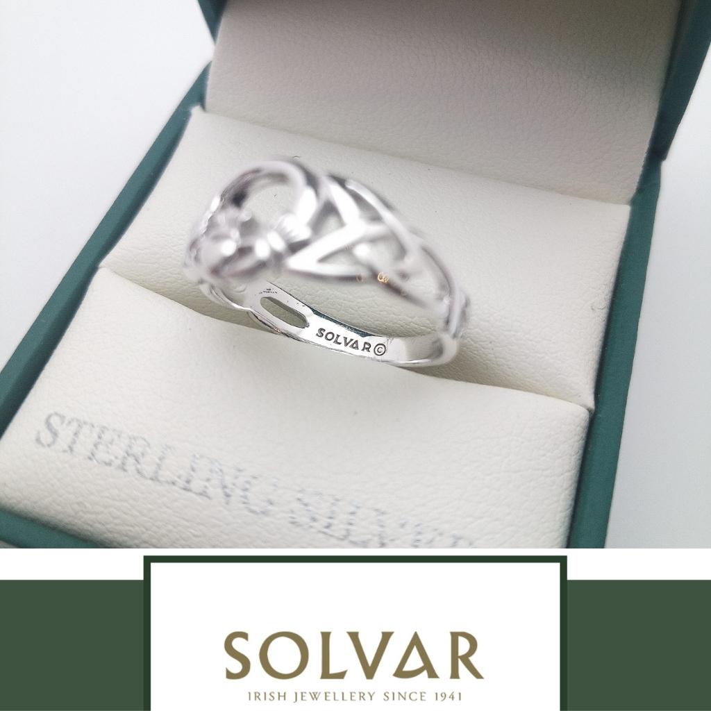 Sterling Silver Celtic Knot Open Claddagh Ring