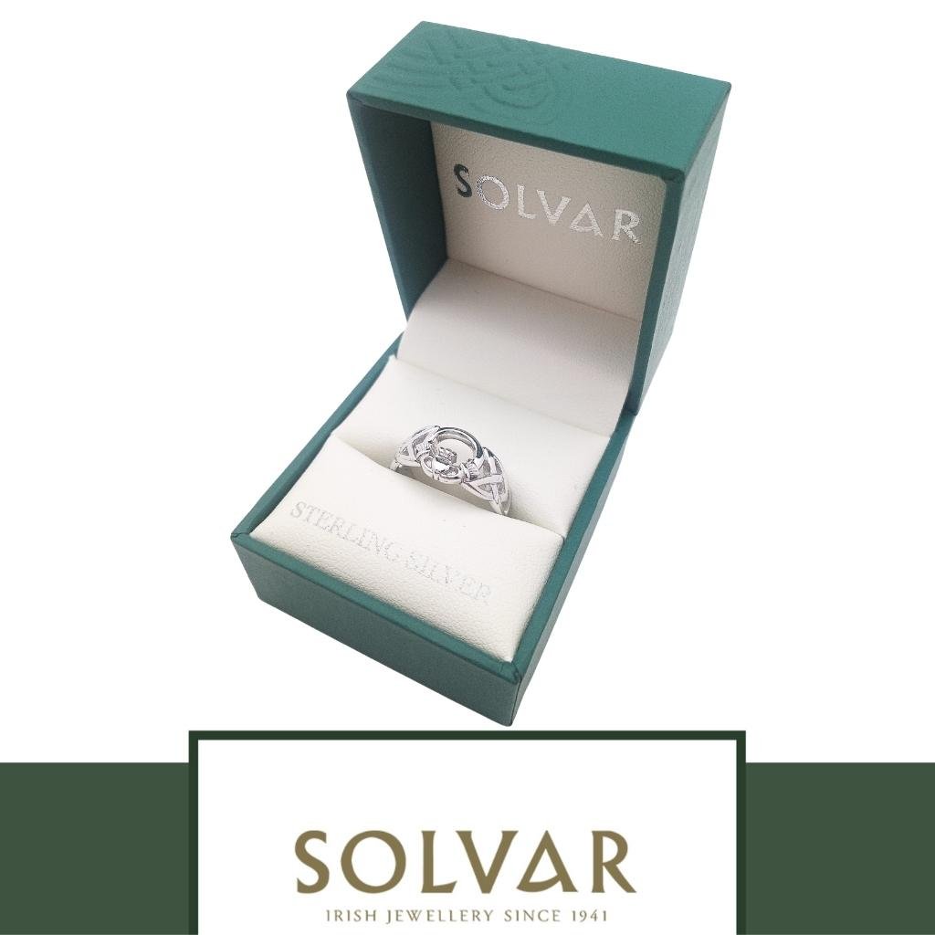 Sterling Silver Celtic Knot Open Claddagh Ring