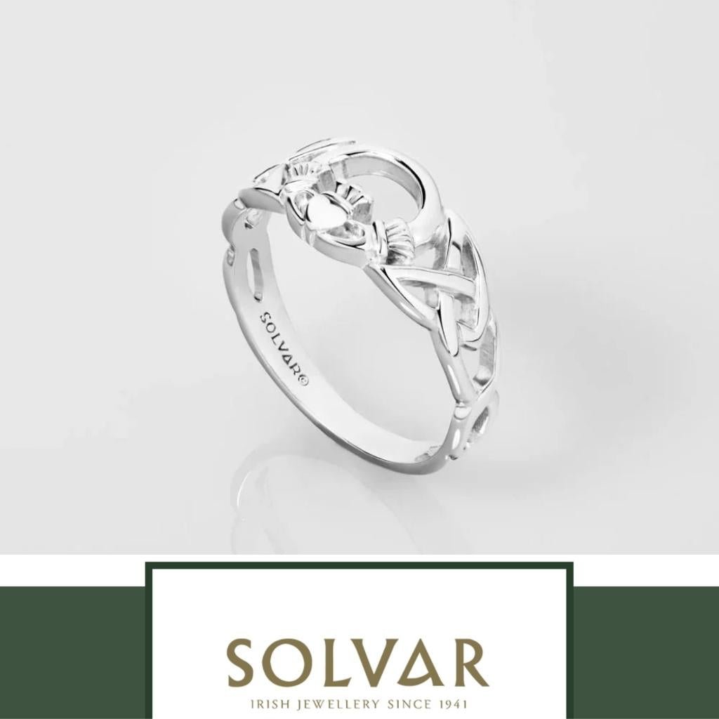 Sterling Silver Celtic Knot Open Claddagh Ring