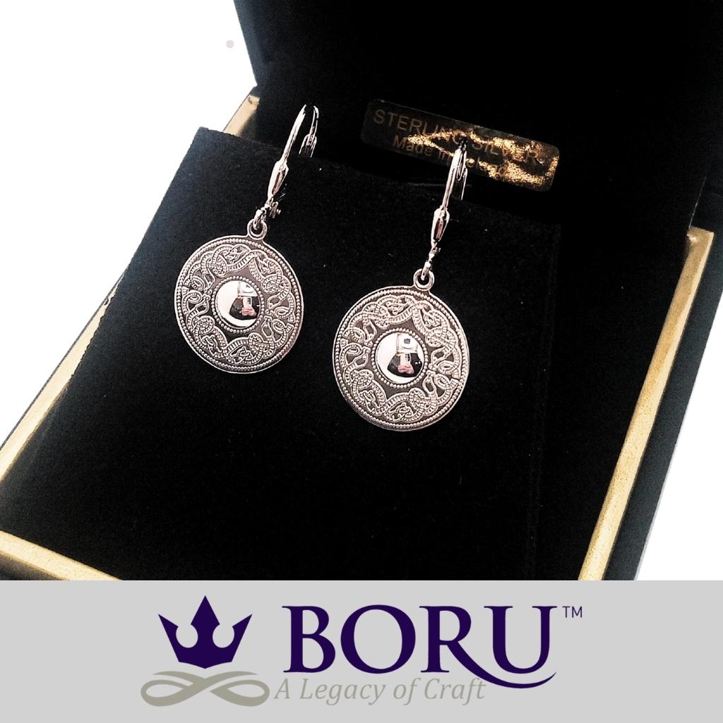 Sterling Silver Celtic Shield Earrings- Small