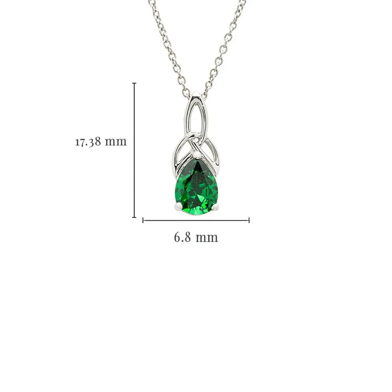 Sterling Silver Celtic Trinity Knot Green Pear Necklace - The Celtic Gift Store - Necklaces