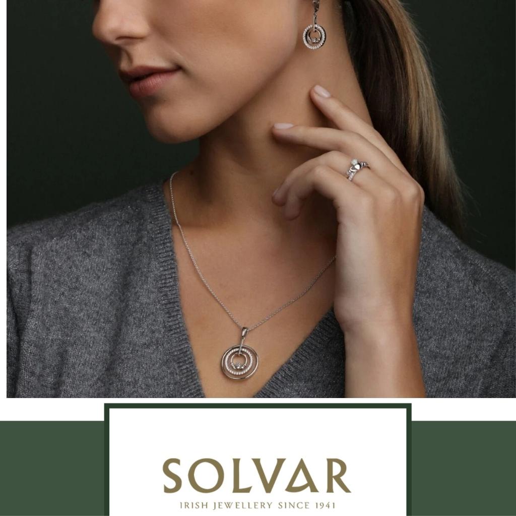 Sterling Silver Claddagh and CZ Circle Necklace