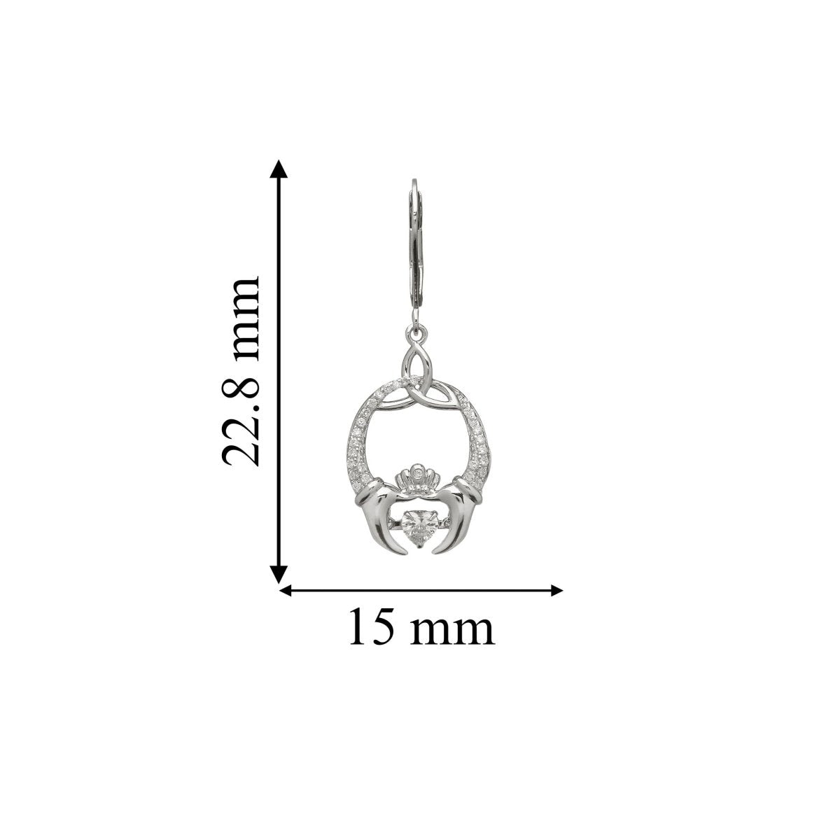Sterling Silver Claddagh and Trinity Knot Dancing Stone Earrings - The Celtic Gift Store - Earrings