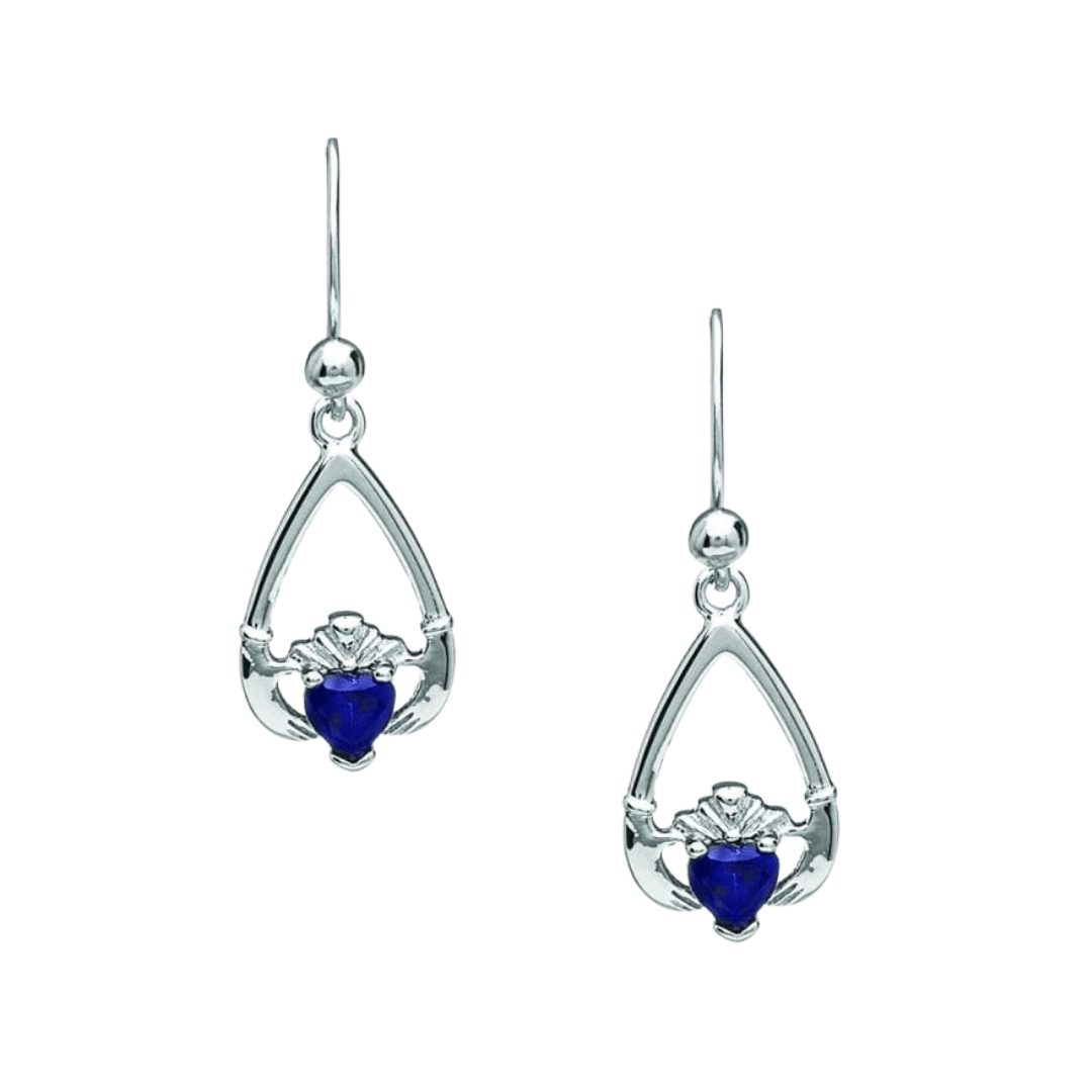 Sterling Silver Claddagh Birthstone Earrings - The Celtic Gift Store - Earrings