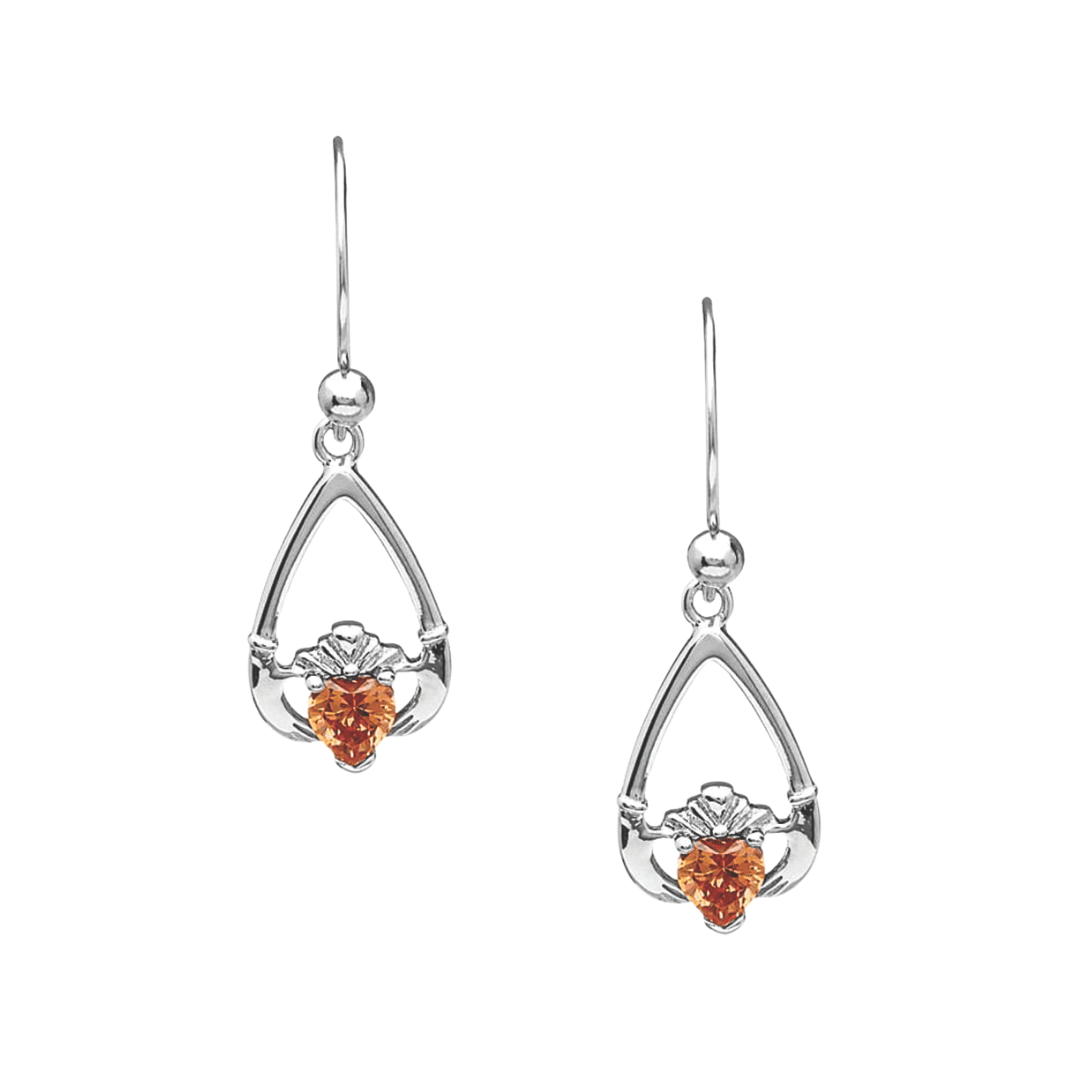 Sterling Silver Claddagh Birthstone Earrings - The Celtic Gift Store - Earrings
