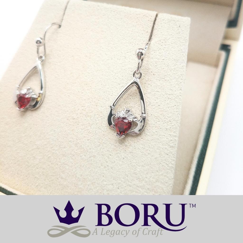 Sterling Silver Claddagh Birthstone Earrings