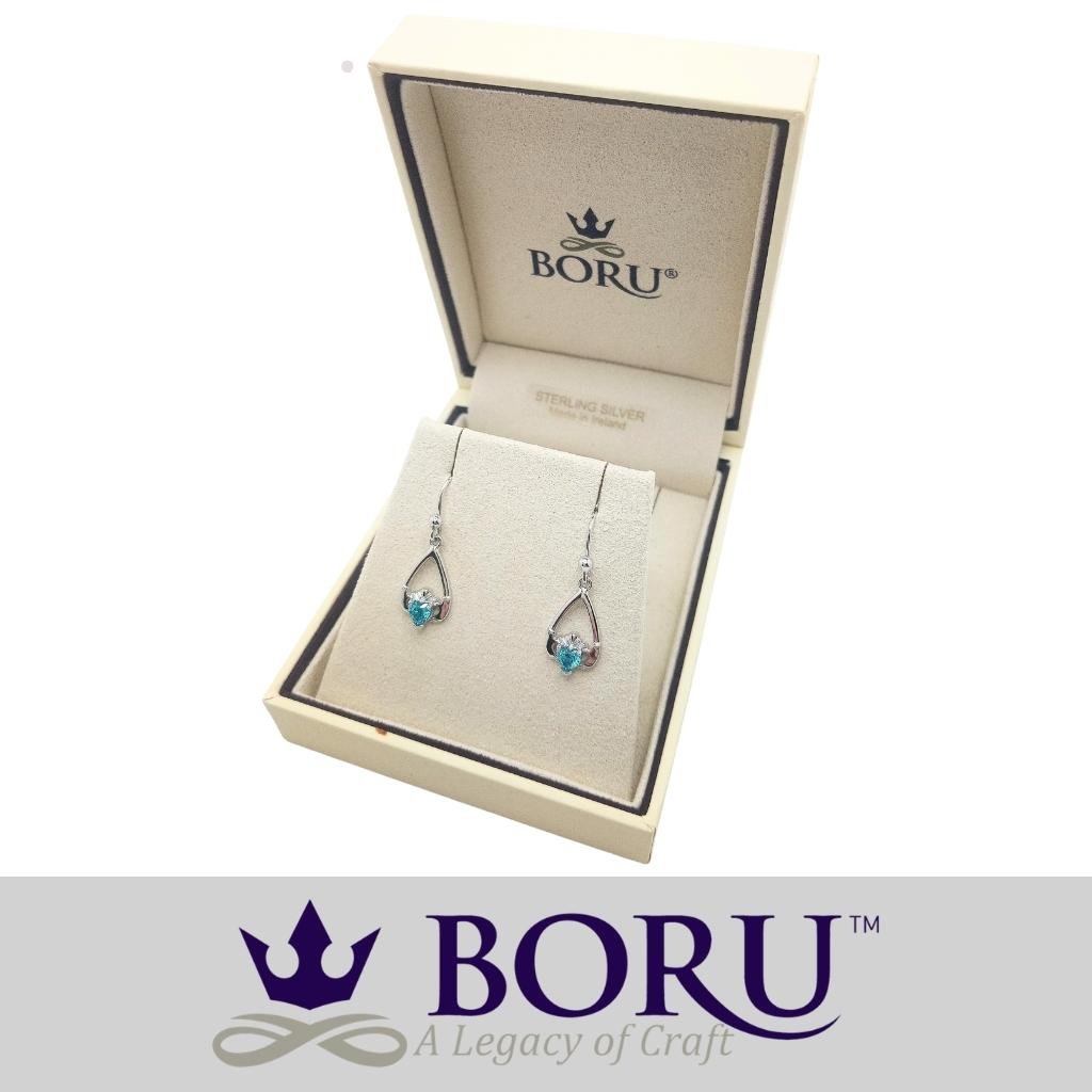 Sterling Silver Claddagh Birthstone Earrings