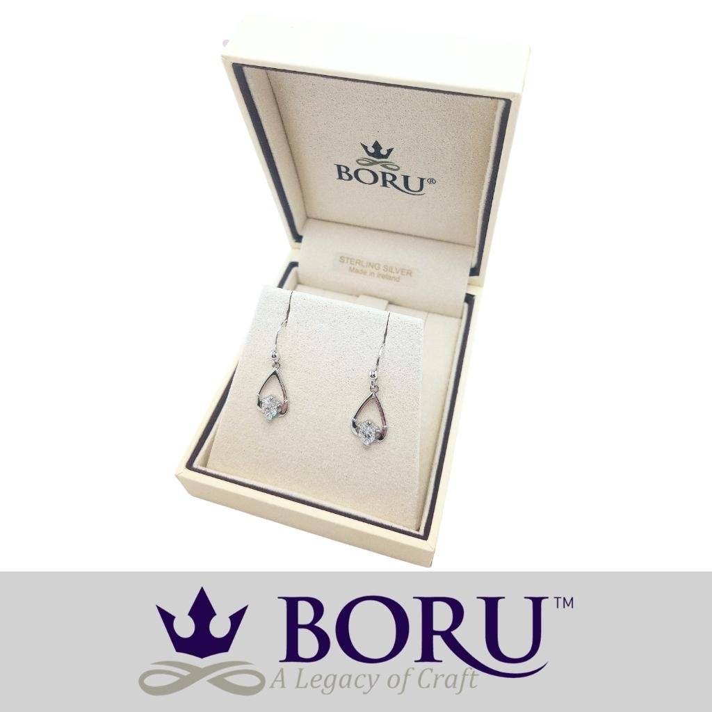 Sterling Silver Claddagh Birthstone Earrings