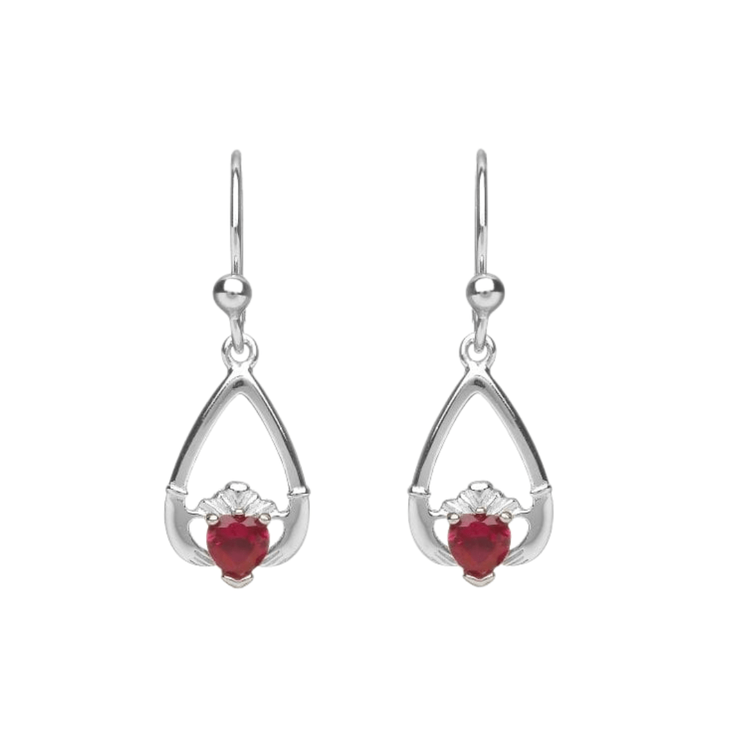 Sterling Silver Claddagh Birthstone Earrings - The Celtic Gift Store - Earrings