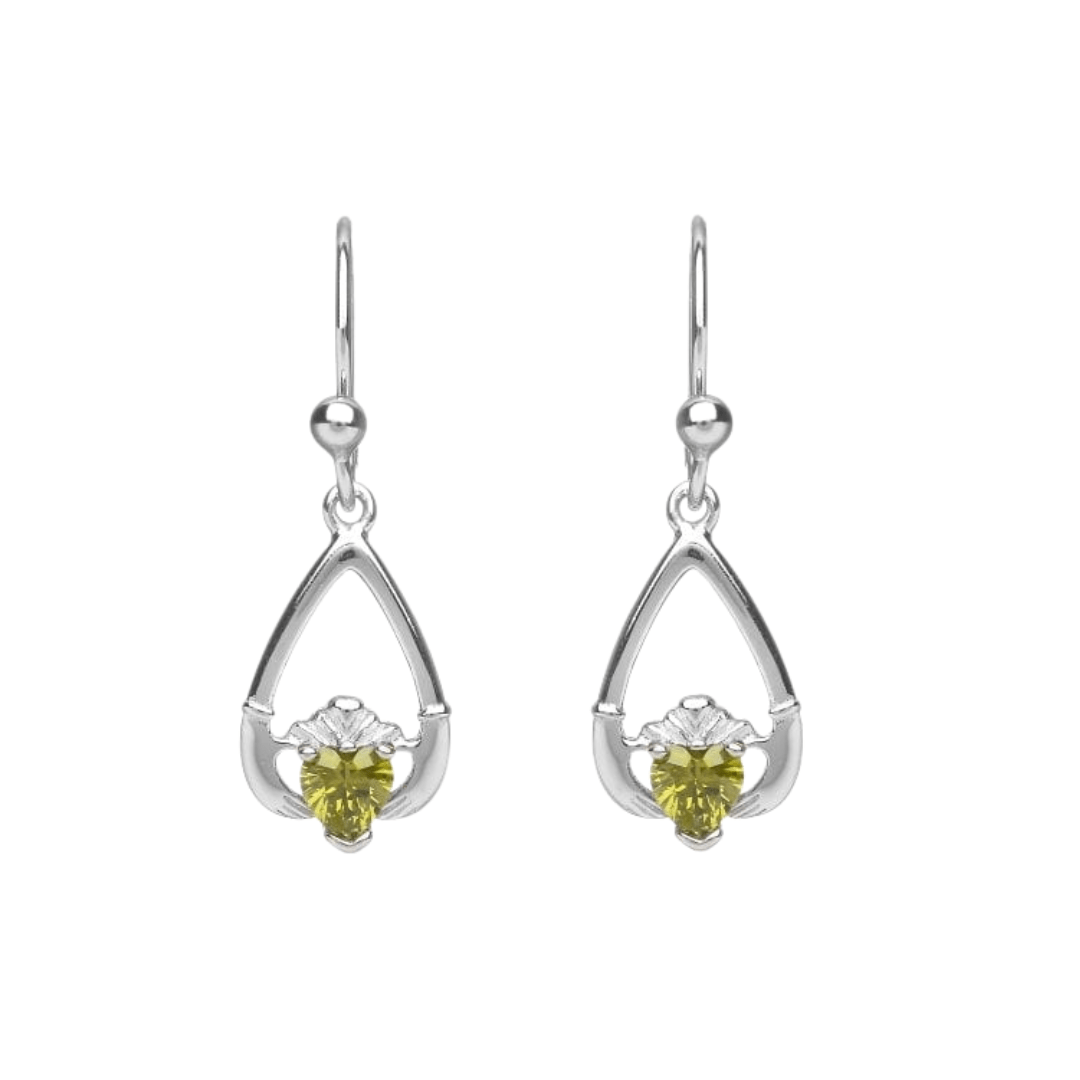 Sterling Silver Claddagh Birthstone Earrings - The Celtic Gift Store - Earrings