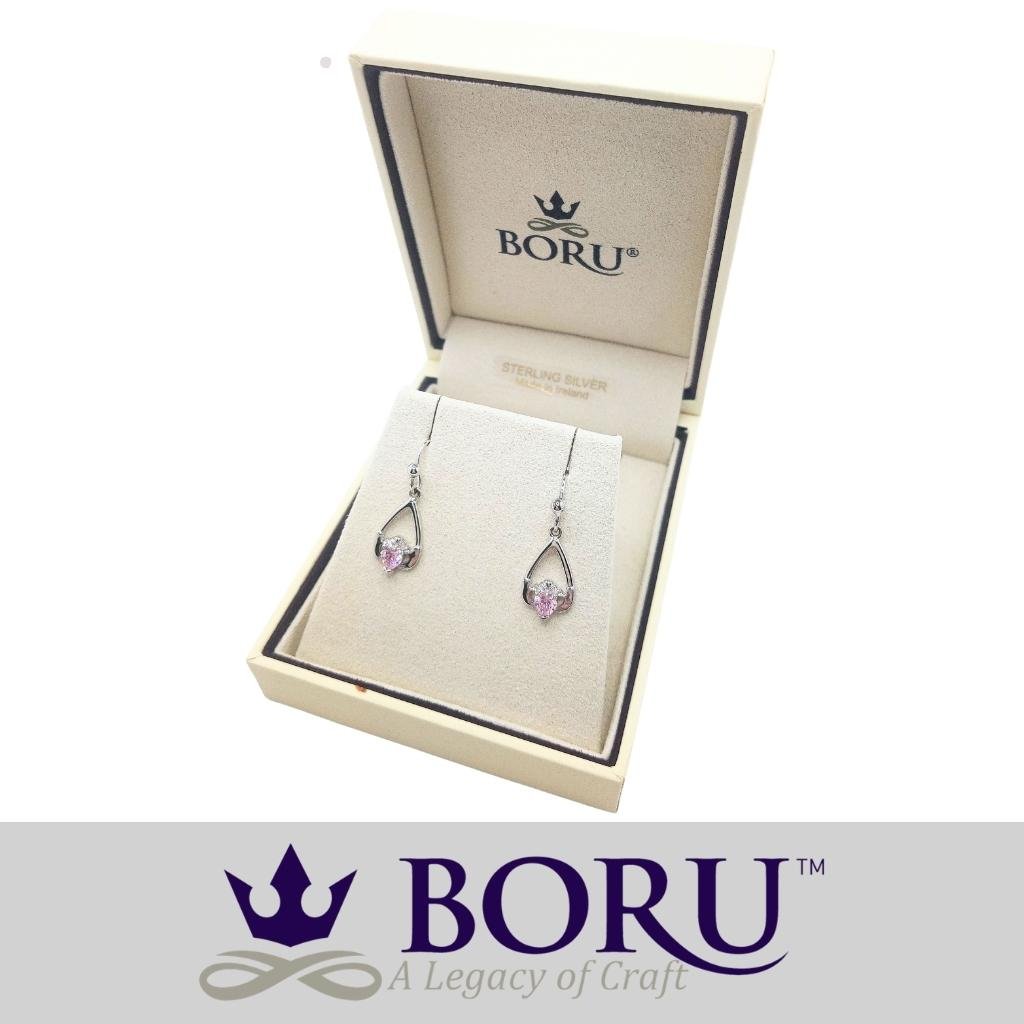 Sterling Silver Claddagh Birthstone Earrings