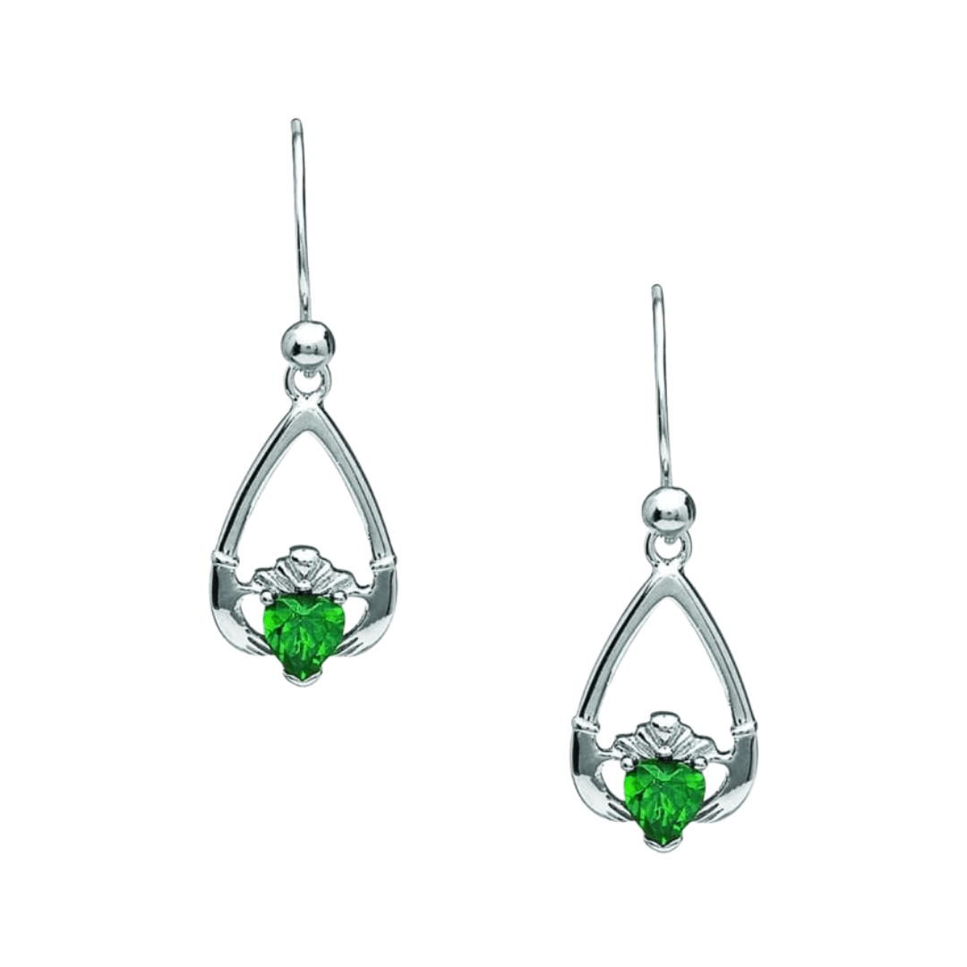 Sterling Silver Claddagh Birthstone Earrings - The Celtic Gift Store - Earrings
