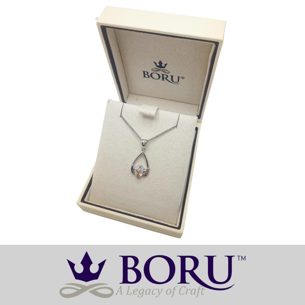 Sterling Silver Claddagh Birthstone Necklace