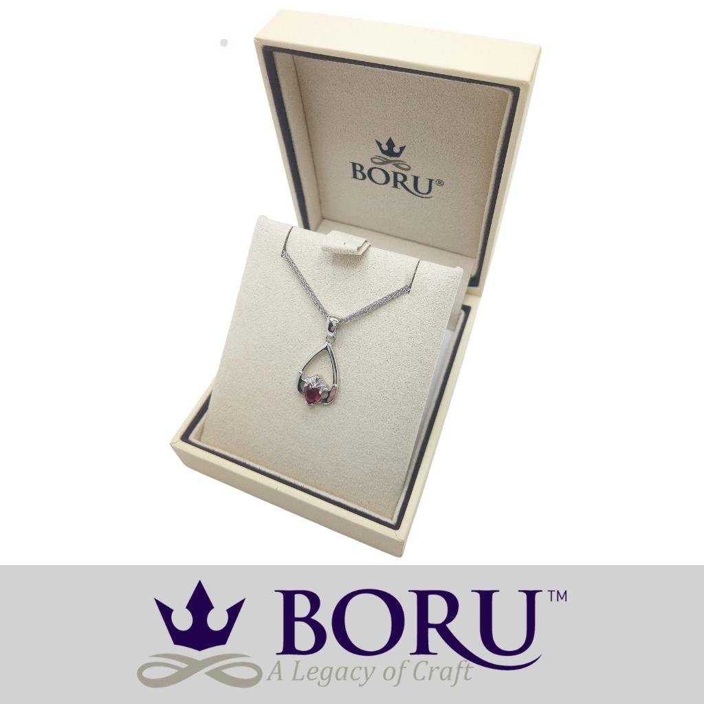 Sterling Silver Claddagh Birthstone Necklace