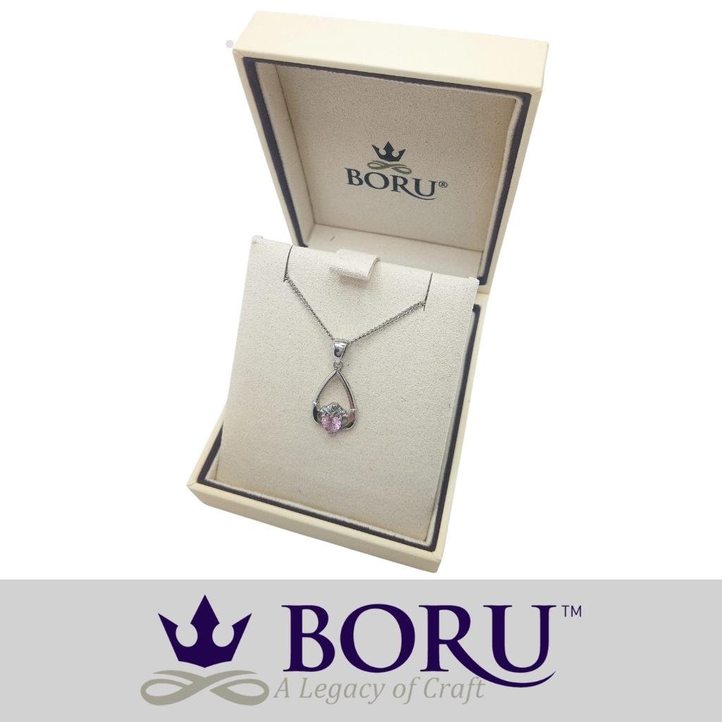 Sterling Silver Claddagh Birthstone Necklace
