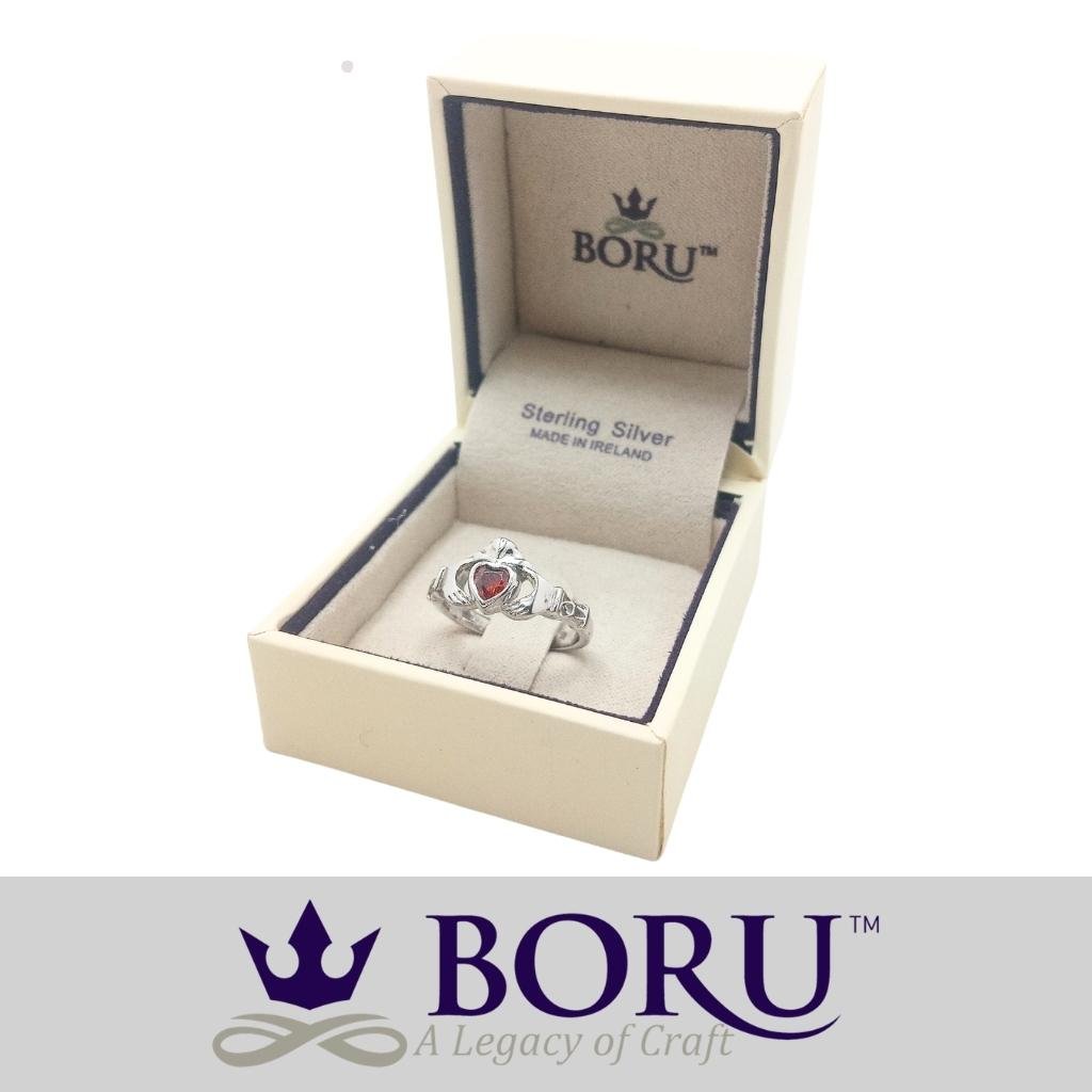 Sterling Silver Claddagh Birthstone Rings