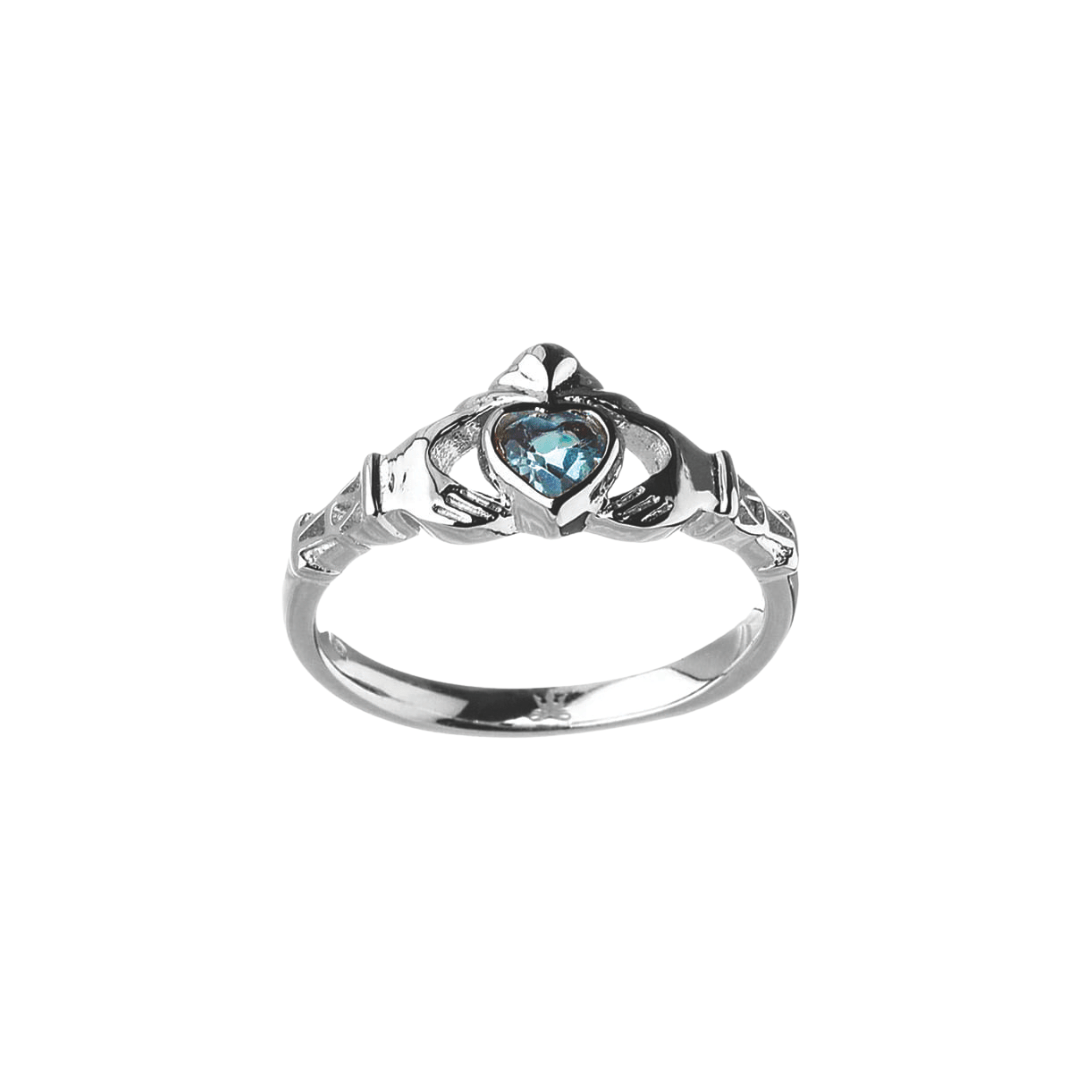 Sterling Silver Claddagh Birthstone Rings - The Celtic Gift Store - Rings