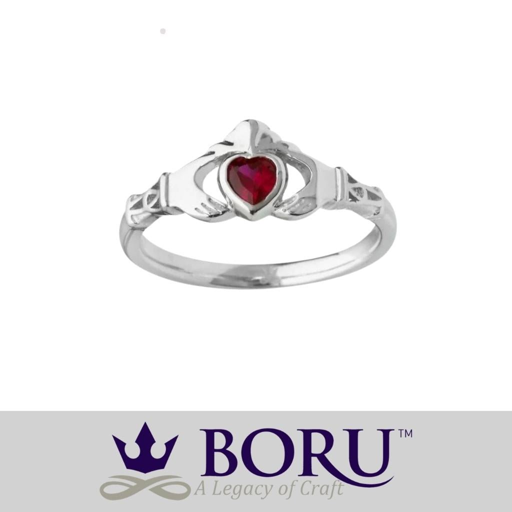 Sterling Silver Claddagh Birthstone Rings