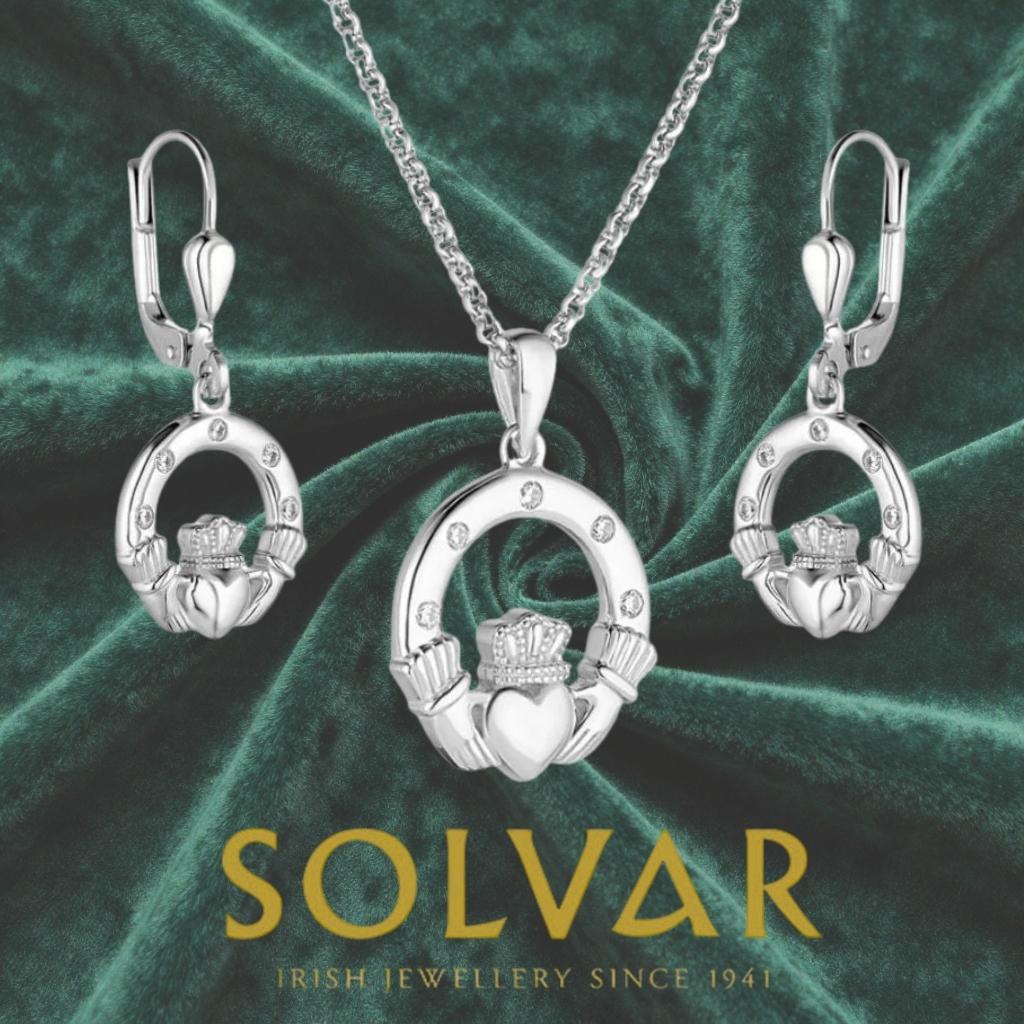 Sterling Silver Claddagh Earrings With Flush Set CZ