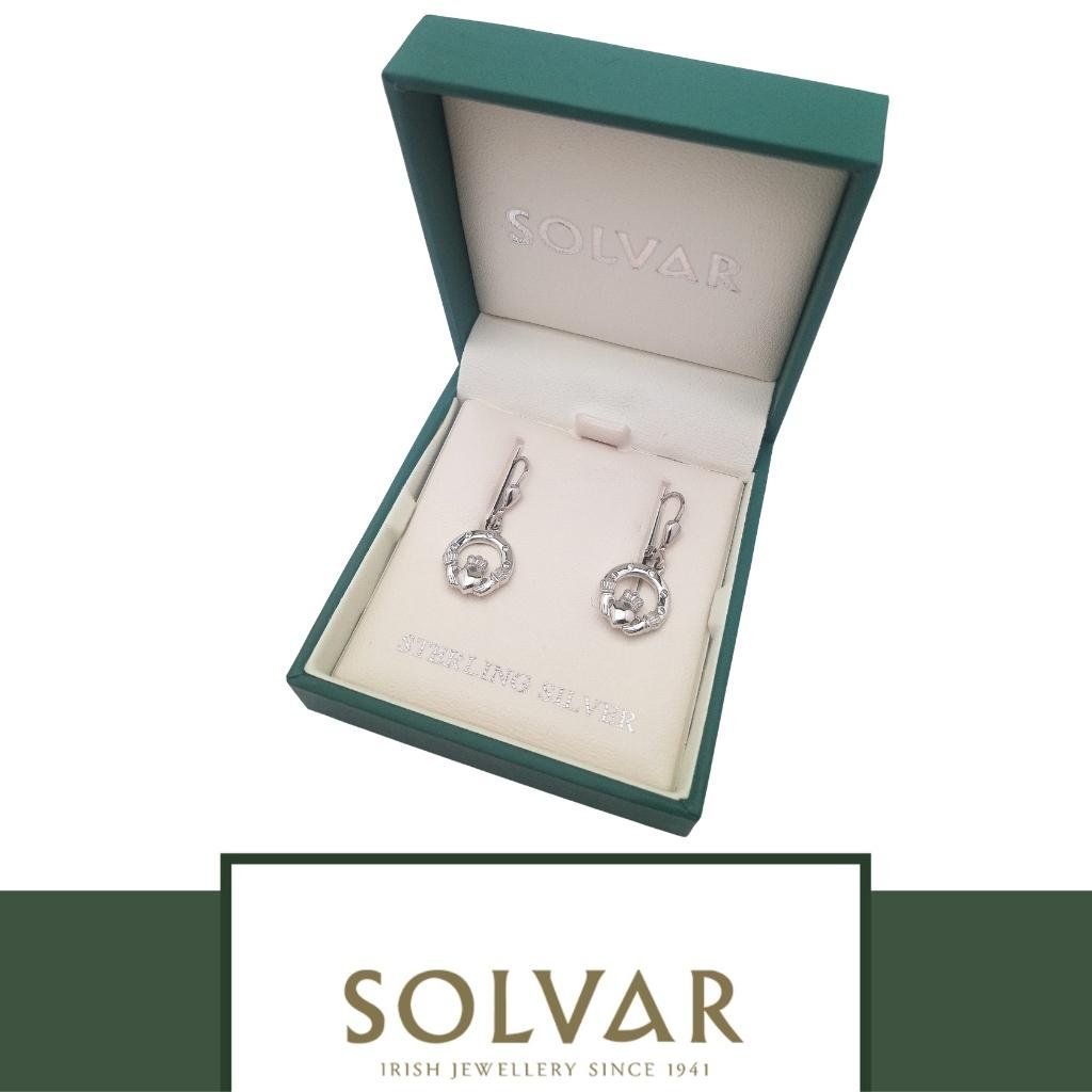 Sterling Silver Claddagh Earrings With Flush Set CZ