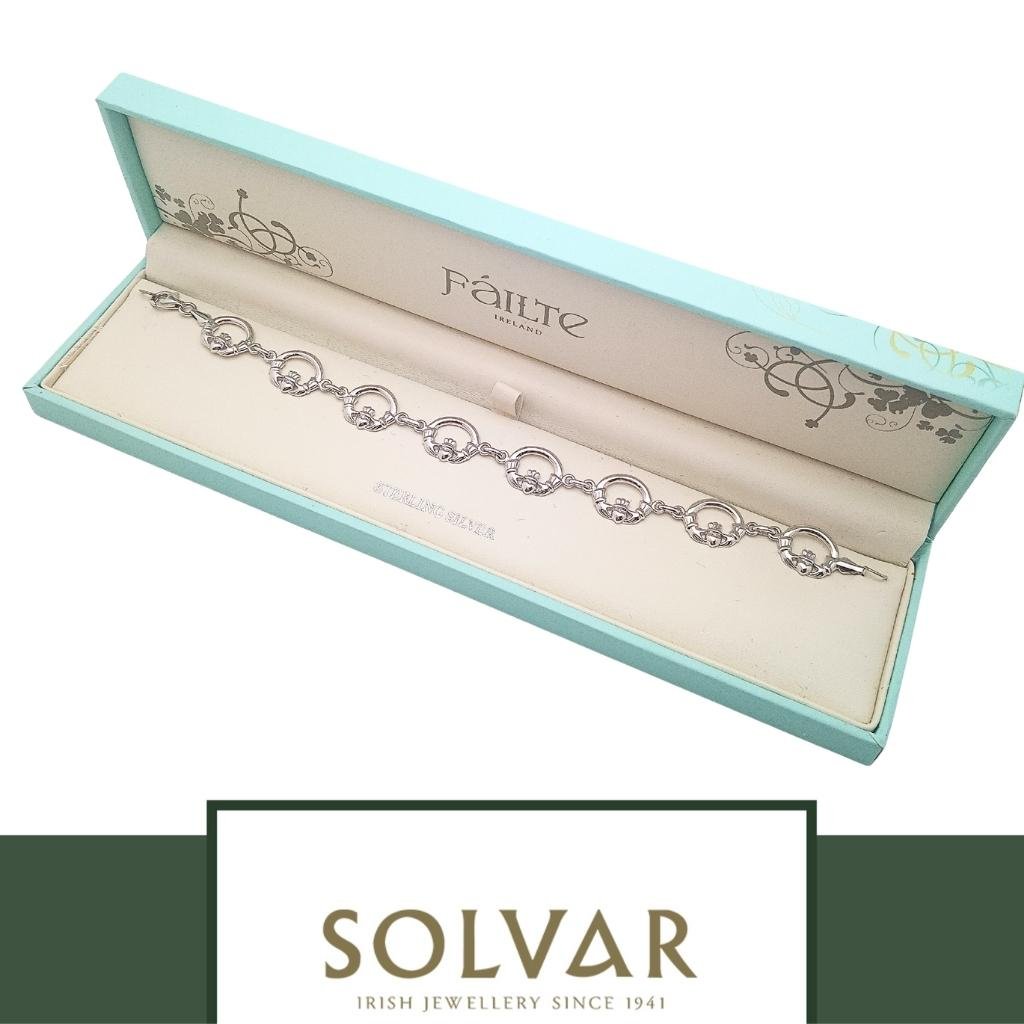 Sterling Silver Claddagh Link Bracelet