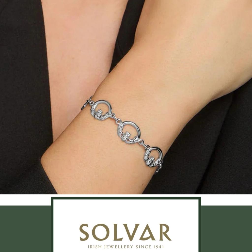 Sterling Silver Claddagh Link Bracelet