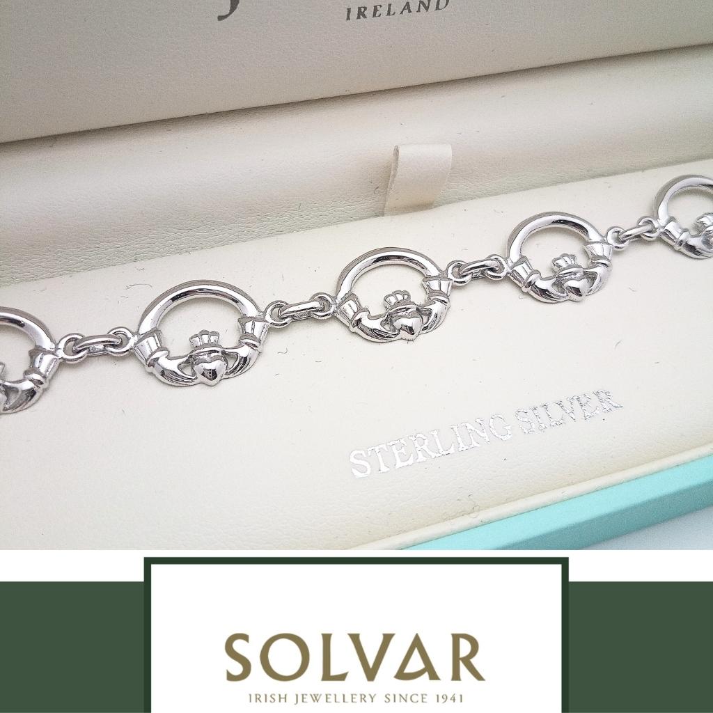 Sterling Silver Claddagh Link Bracelet